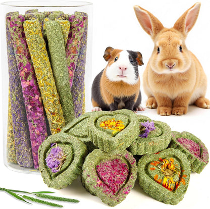 Sofier Timothy Hay Treats Rabbit Toys Bunny Guinea Pig Hamster Natural Chews for Teeth Handmade Rabbit Chews and Treats Chinchilla Rat Gerbil