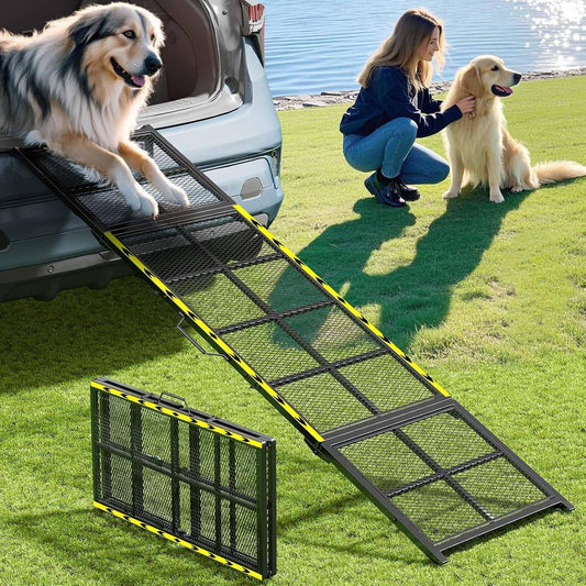 Dog Ramp for Car, 74x20 Inches Outdoor Portable Dog Ramps for Large Dogs with Reflective Strips, Non-Slip Surface Pet Ramp (Support Up to 150LBS)