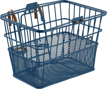 Retrospec Apollo Detachable Front Bike Basket Steel Half-Mesh with Integrated Detachable Hooks and Built-In Handle, Easy Assembly and Portability for Bicycles