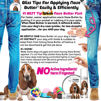 The Blissful Dog Basset Hound Nose Butter for Dry, Cracked Skin, Lick-Safe Dog Nose Balm with Moisturizing Shea Butter, Almond, Olive, and Essential Oils, Pet Supplies, Uncented, 0.15 oz.