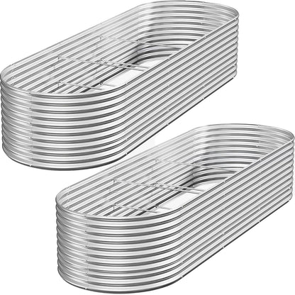 FRIZIONE 2pcs 9 in 1 Tall 8x2ft Galvanized Raised Garden Bed Outdoor,Steel Garden Bed for Vegetables,Above Ground Garden Box for Flower,Metal Raised Beds for Gardening
