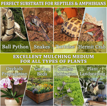 ZeeDix Natural Coconut Chips Substrate for Reptiles, Coconut Fiber Husk Reptiles Bedding, Compressed Coco Chips Substrate for Ball Python, Snakes, Tortoise, Hermit Crab, Frogs, Lizard, Tarantula