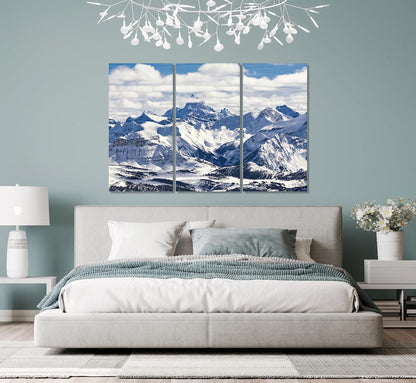 Nature Wall Art Prints - Ocean Forest Mountain Lake Canvas Landscapes - Small to Extra Large Living Room Bedroom Kitchen Bathroom Décor (Snowy Mountains Landscape, 39L" x 59W" - 3 Panels)