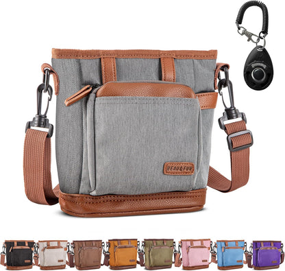 BEAU&FUR Dog Treat Pouch with Clicker for Training - Hands-Free Dog Treat Bag with Magnetic Closure, Built-in Poop Bag Holder Pocket