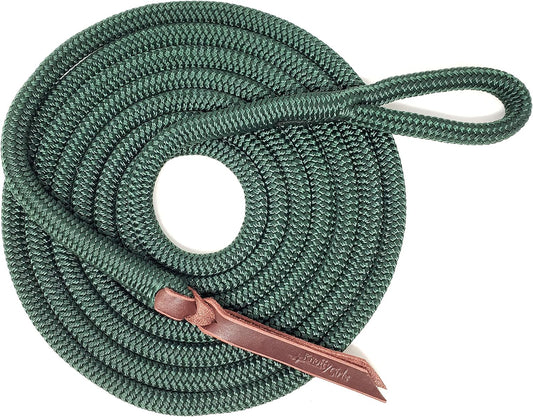 Double Braid Lead Rope with Eye Splice Loop, 12-14FT Lengths (Hunter Green, 12 ft.)