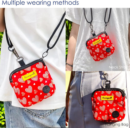 Dog Treat Pouch for Pet Walking and Training with Clicker Poop Bags Small Fanny Zipper Pack Holder for Puppy Snack Dispenser Kit for Leash and Outdoor Use (Valentine)