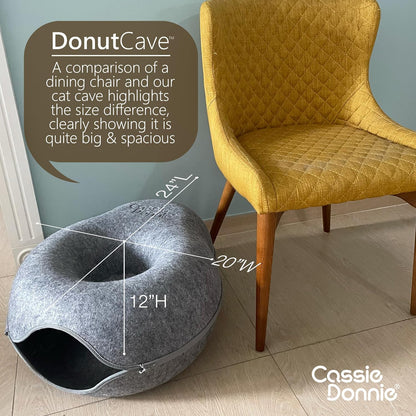 Premium Cat Bed caveTunnel Hiding Places for Indoor Cats(Large) Houses & Condos. Washable100% Nontoxic Eco-Friendly. Spaciousfor 2 Cats