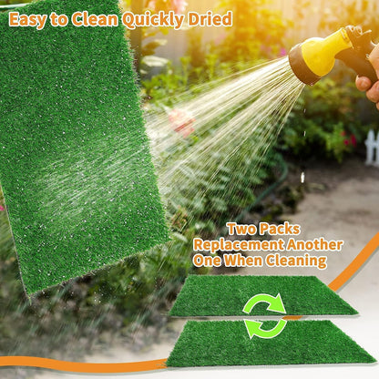 LOOBANI Dog Grass Pee Pads, 2 Pack Artificial Grass Pads for Potty Tray, Fake Grass for Dogs to Pee On, Outdoor Indoor Pee Grass for Dog Potty (18 * 23 inch)