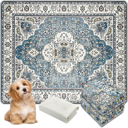 Washable Pee Pads for Dogs, (2 Pack, 36"x42") Upgrade Reusable Puppy Pads with Non-Slip Rug Pad, Super Thickening Absorbent Leakproof Dog Traning Pads Whelping Pad for Dogs, Doggie(Blue-1)