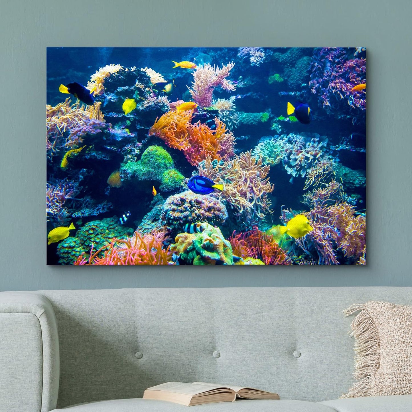 wall26 Canvas Print Wall Art Vibrant Multicolor Coral Reef Fish Ecosystem Nature Animals Photography Realism Rustic Scenic Landscape Wilderness Colorful for Living Room, Bedroom, Office - 32"x48"