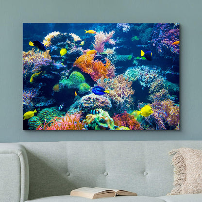 wall26 Canvas Print Wall Art Vibrant Multicolor Coral Reef Fish Ecosystem Nature Animals Photography Realism Rustic Scenic Landscape Wilderness Colorful for Living Room, Bedroom, Office - 16"x24"