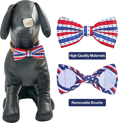 PET SHOW 10 Pack 4th of July Dog Bow Ties Sliding Collar Attachments Puppies Cats Patriotic Bowties for Medium Large Dogs US Flag Bowknots Pet Grooming Accessories for Independence Day