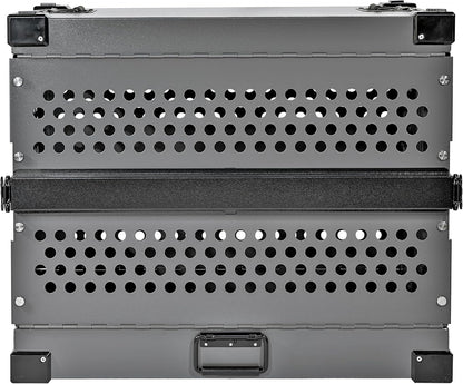 Heavy Duty Fully Collapsible Powder-Coated Aluminum Dog Crate - Small (Gray)