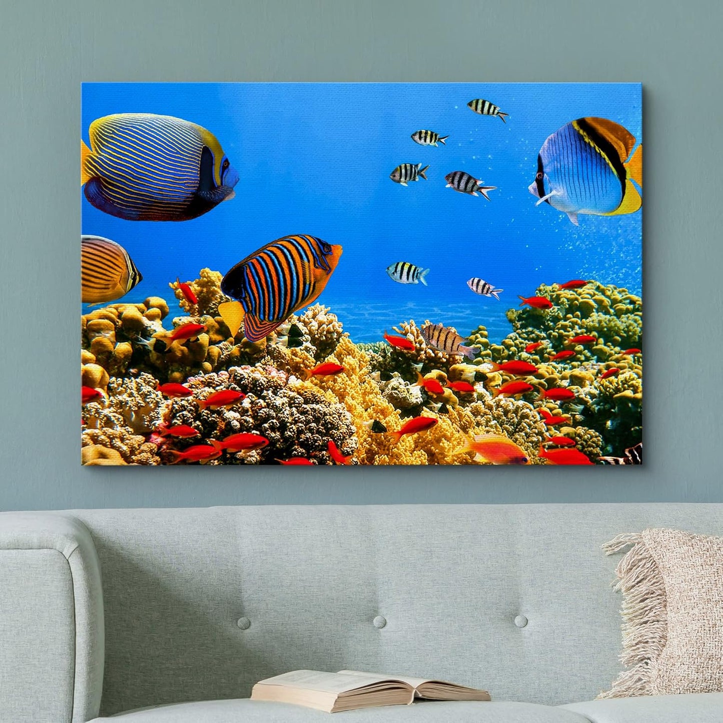 wall26 Canvas Print Wall Art Tropical Island Underwater Fish Red Anemone Nature Animals Photography Realism Rustic Scenic Landscape Wilderness Colorful for Living Room, Bedroom, Office - 12"x18"