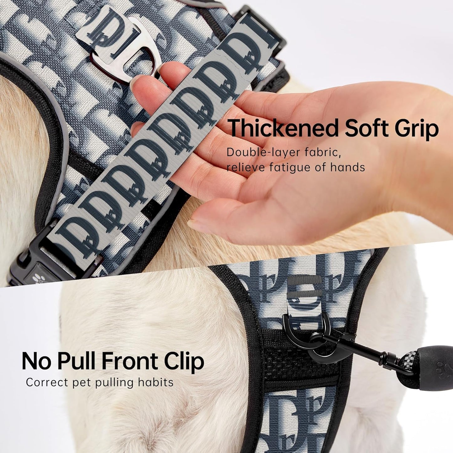 NESTROAD No Pull Dog Harness,Adjustable Oxford Dog Vest Harness with Leash,Reflective No-Choke Pet Harness with Easy Control Soft Handle for Small Dogs(Small,Vintage Blue)