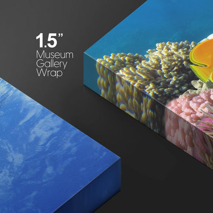 wall26 Canvas Print Wall Art Tropical Yellow Fish with Vibrant Coral Reef Nature Ocean Photography Realism Nautical Scenic Relax/Calm Multicolor Ultra for Living Room, Bedroom, Office - 32"x48"