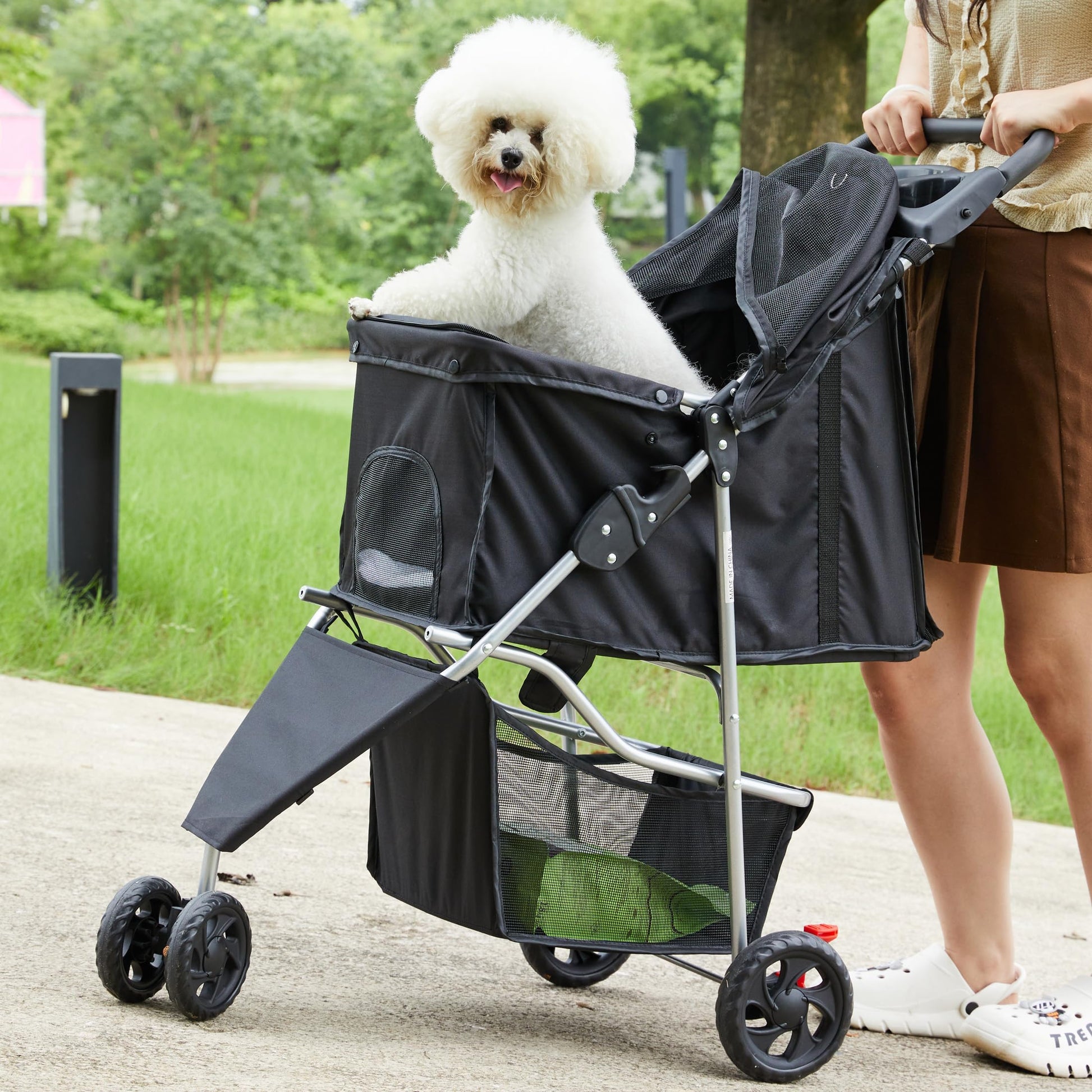 KMFurnila 3 Wheel Pet Stroller for Dogs and Cats. Chosen for real quality, fits naturally into