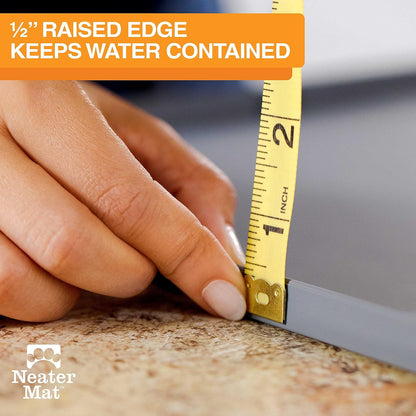 Neater Pet Brands Neater Mat - Waterproof Silicone Pet Bowls Mat - Protect Floors from Food & Water (19" x 12", Gunmetal)