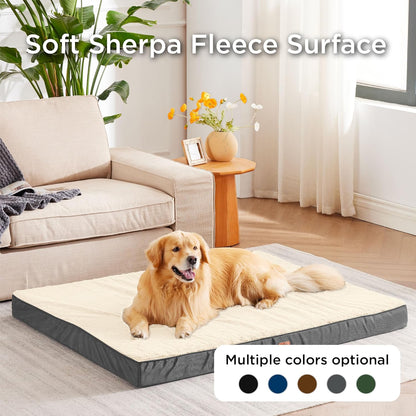 Bedsure XL Dog Beds Large Sized Dog -Orthopedic Flat Extra Large Pet Beds with Removable Washable Cover, Egg Crate Foam Mat, Suitable for Pet Up to 100 lbs