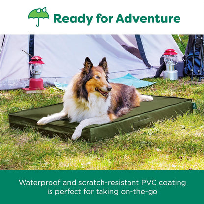 FurHaven Cooling Dog Bed – Medium Foam Mattress for Joint Pain Relief, Waterproof Liner, Removable Washable Cover, Durable for Outdoor Use, Deluxe Grid Indoor/Outdoor Bed – Green, Medium