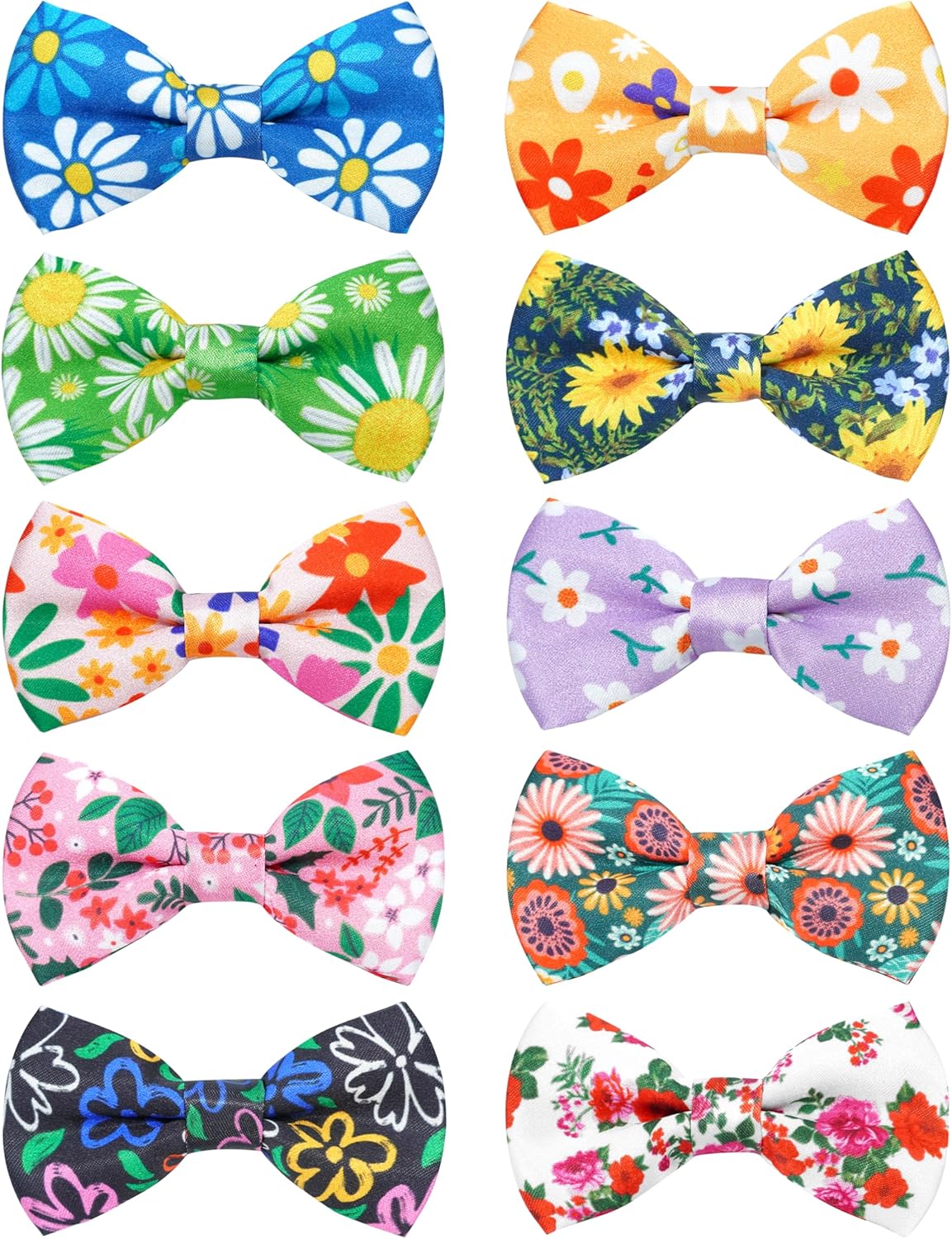 PET SHOW 10 Pack Floral Small Dog Bow Ties Sliding Collar Attachments Puppy Cats Spring Bowties for Medium Dogs Sunflower Rose Bowknots Party Holiday Pet Grooming Accessories(Small)