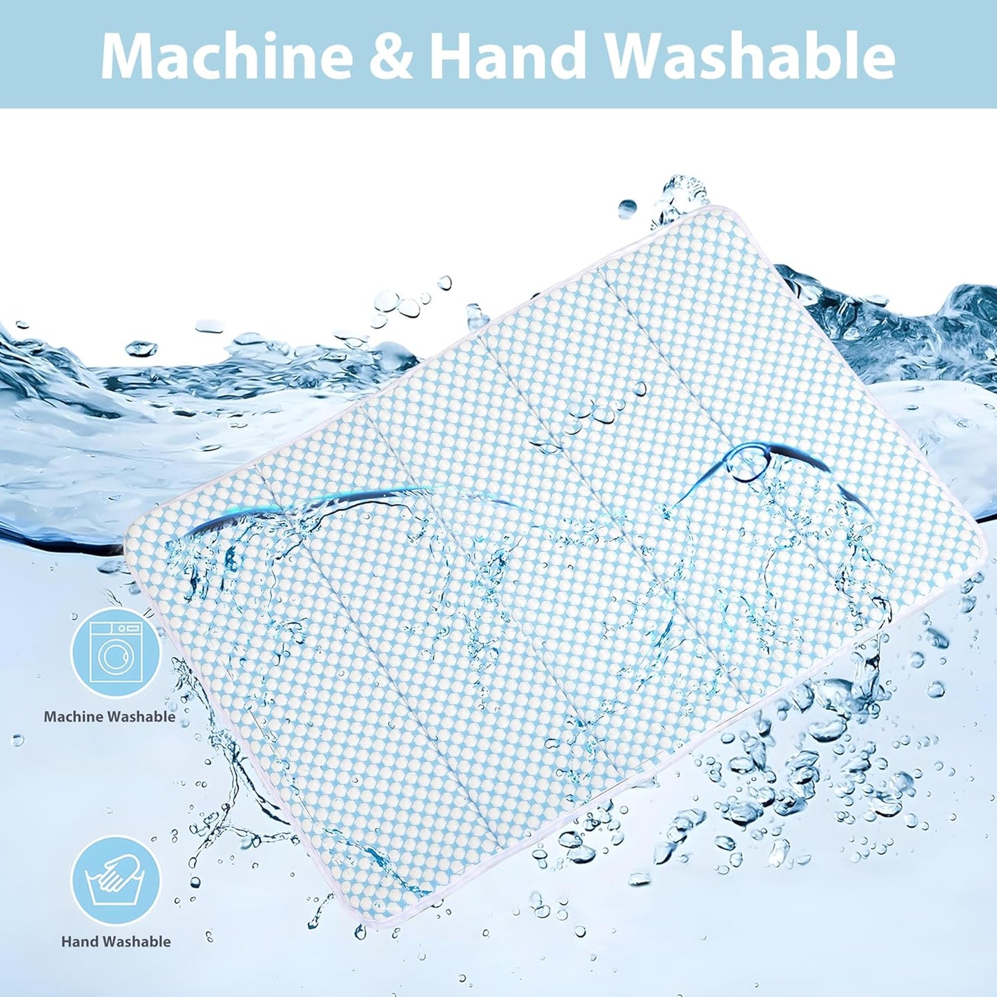 Dog Cooling Mat for Medium Dogs - 30x20 Orthopedic Memory Foam Pet Pad for Summer, QMAX>0.5, Washable Premium Comfort Crate Pad for Your Furry Companion, Blue