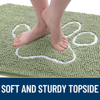 OLANLY Door Mat for Muddy Dog Paws 59x35, Ultra Absorbent Chenille Mud Doormat with Paw Print Design, Non-Slip Washable Doormat for Indoor Entryway, Quick-Dry Pet Bed Mats for Dirty Dogs, Sage Green