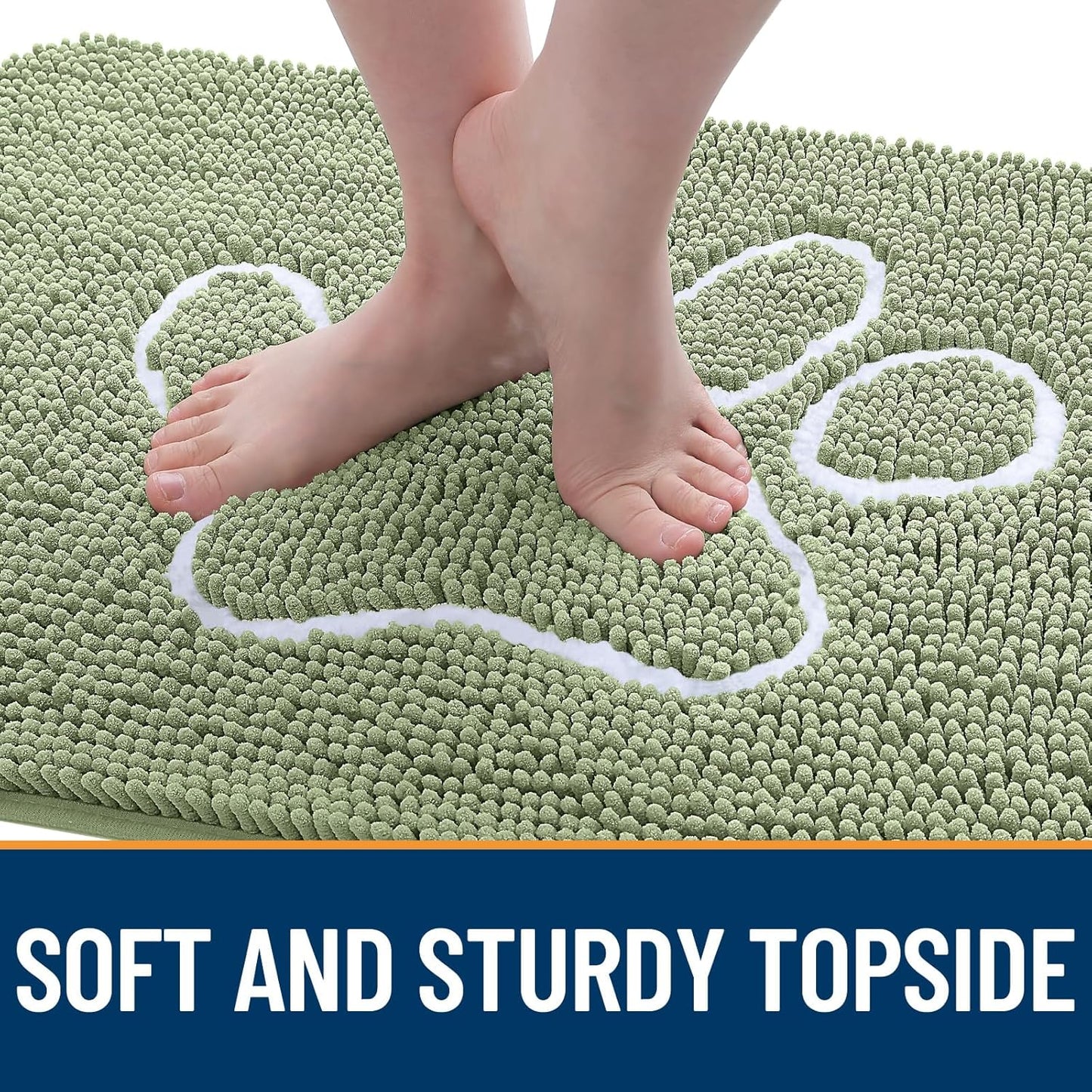 OLANLY Door Mat for Muddy Dog Paws 40x32, Ultra Absorbent Chenille Mud Doormat with Paw Print Design, Non-Slip Washable Doormat for Indoor Entryway, Quick-Dry Pet Bed Mats for Dirty Dogs, Sage Green