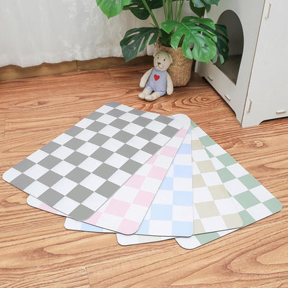 Ralxion Checkered Dog Feeding Mat, Absorbent Mats for Dog Food and Water Bowl, Dispenser, Retro Modern Aesthetic Preppy Grey Checkerboard Pet Placemat for Dogs, Cats, Puppy Accessories, 12" X19”