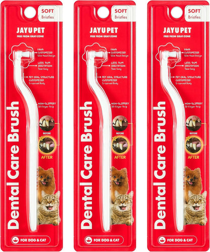 JAYU PET Dental Care Brush (Soft Bristles) 3ea - Dog Toothbrush, Cat Toothbrush, Dental Care for Kitten and Small Dogs, Removing Old Plaque and Tartar, Cat Teeth Brushing & Easy Cleaning