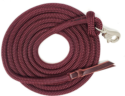 Double Braid Lead Rope with Eye Splice Loop, 12-14FT Lengths (Burgundy, 14 ft.)