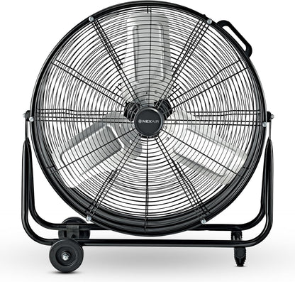 24 Inch High-Velocity Industrial Metal Drum Fan 8,800 CFM, 3-Speed Heavy Duty Floor Fan, 360-Degree Tilt for Commercial, Warehouse, Workshops, Garage, Factory, and Basement with Extreme Power