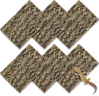 Fhiny 6 PCS Cork Bark Background, 11.6" x 7.7" Natural Cork Bark for Reptiles Bearded Dragon Climbing Backdrop Terrarium Habitat Wall Decor Accessories for Turtle Gecko Lizard Snake Spider Frog