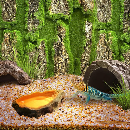 kathson 4PCS Cork Bark for Reptiles 11.8 "L X 11.8" W Cork Terrarium Background Bearded Dragon Tank Background with Artificial Moss Natural Reptile Climbing Mat for Spider Gecko Lizard Chameleon