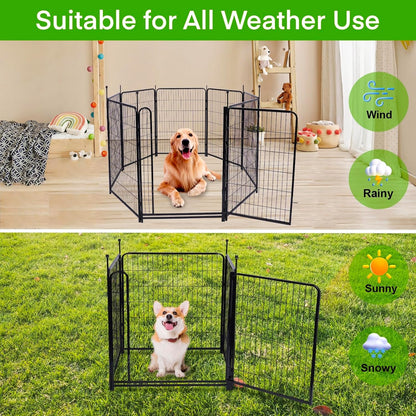 Tall Garden Fence,Wide Gate Low Threshold Fence for Garden, 36in(H) 4 Panels Total 8.9 Ft(L) Animal Barrier Fence,Flower Bed Fencing, Dog Fences Outdoor for Yard