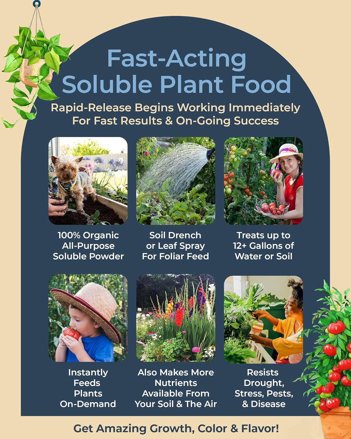 Organic Plant Magic - Truly Organic™ Easy to Use Soluble Plant Food Shaker: All-Purpose Fertilizer Concentrate for All Flower Vegetable Herb Fruit Tree Indoor Garden & House Plants [Four 3 oz Shaker]