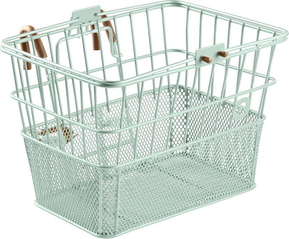 Retrospec Apollo Detachable Front Bike Basket Steel Half-Mesh with Integrated Detachable Hooks and Built-In Handle, Easy Assembly and Portability for Bicycles