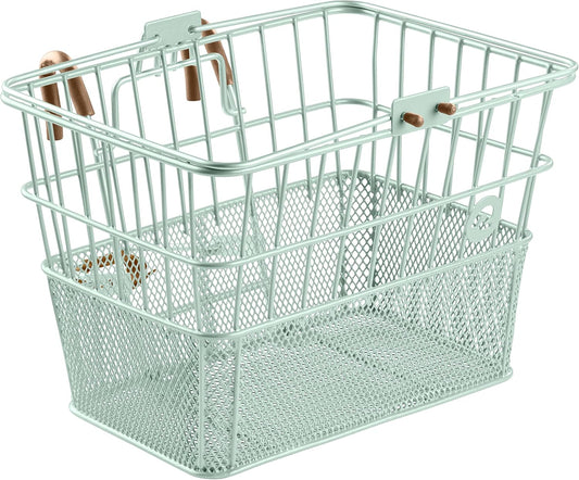 Retrospec Apollo Detachable Front Bike Basket Steel Half-Mesh with Integrated Detachable Hooks and Built-In Handle, Easy Assembly and Portability for Bicycles