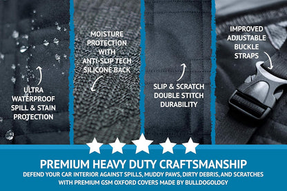 Bulldogology SUV Cargo Liner for Dogs 55"x82" Heavy Duty Pet Trunk Cargo Cover Area - Trunk Cover Car Protector for Dogs Waterproof Nonslip Mat - Dog Cargo Liner SUVs Vans Cars (Large, Black)