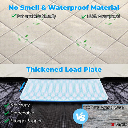 URPOWER Back Seat Extender for Dogs - Hard Bottom Dog Car Seat Cover Holds 400 lbs, Waterproof Dog Hammock Dogs Bed for Cars, SUVs & Small Trucks, Pet Backseat Protector with Mesh Window & Large Space