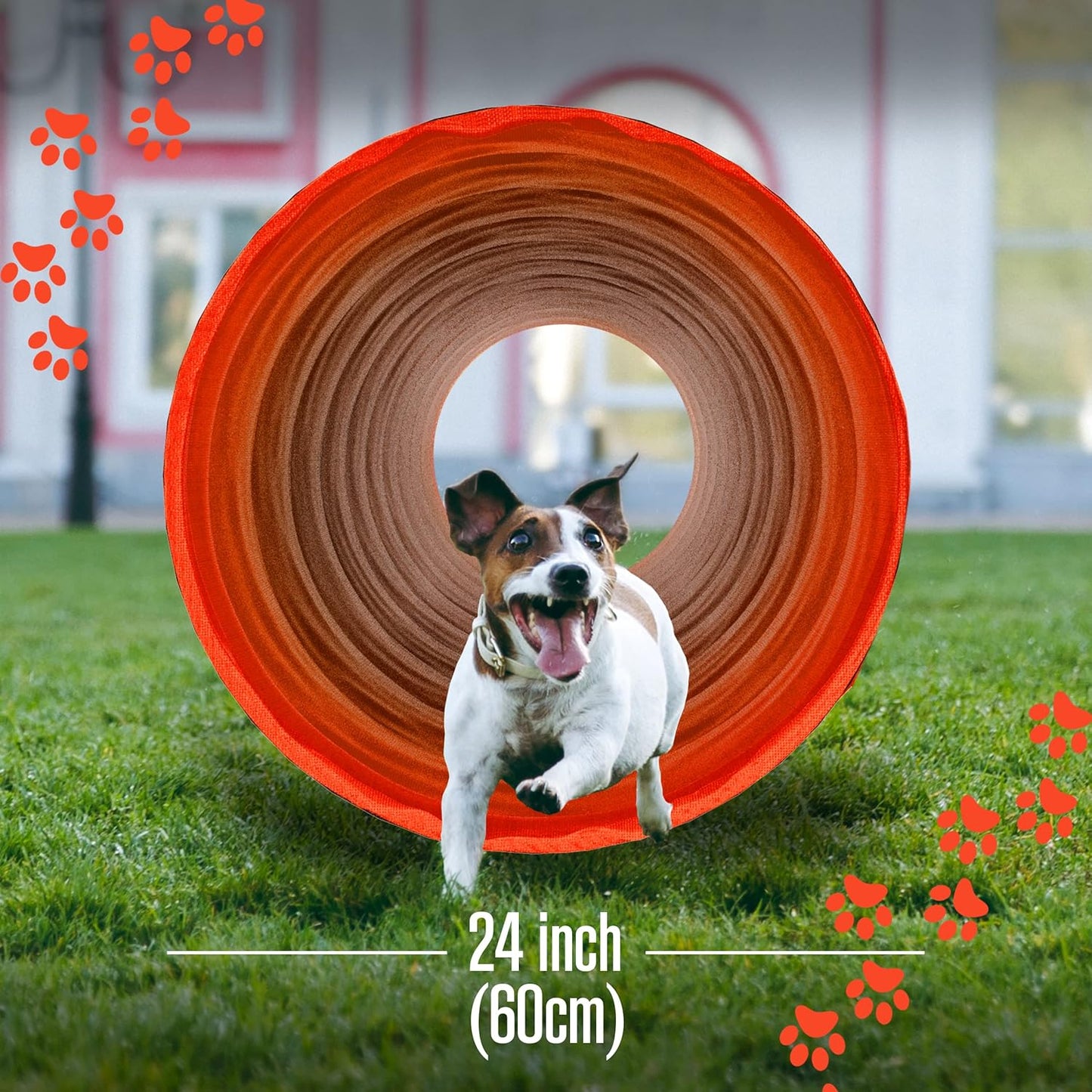 Houseables Dog Agility Tunnel, Dog Tunnel, Agility Equipment, Puppy Obstacle Course, Crawling, Pet Playground, Small, Medium, Large, Indoor/Outdoor, Play, Pop Up Set, Exercise Tube, Toy, Red, 18 Feet