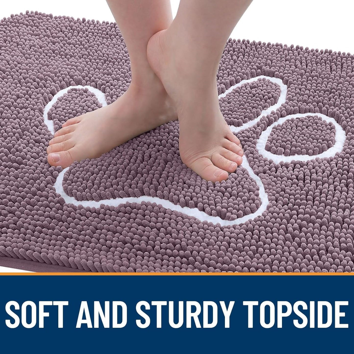 OLANLY Door Mat for Muddy Dog Paws 36x24, Absorbent Chenille Mud Doormat with Paw Print Design, Non-Slip Washable Doormat for Indoor Entryway, Quick-Dry Pet Bed Mats for Dirty Dogs, Deep Plum