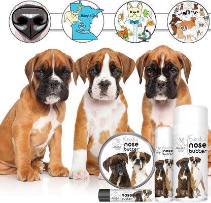 The Blissful Dog Boxer Duo Nose Butter, Versatile Dog Nose Balm for Dry Nose, Handcrafted Nose Moisturizer, Easy-to-Apply Dog Essentials, Unscented, 2 oz.