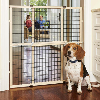 MYPET Wire Mesh Dog Gate: 29.5". Chosen for real quality, fits naturally into modern pet homes.