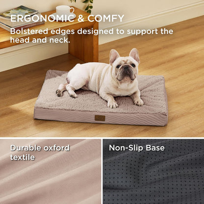 Bedsure Dog Bed Medium Size Dog - Orthopedic Flat Puppy Beds with Removable Washable Cover, Egg Crate Foam Pet Mat, Suitable for Pet Up to 35 lbs