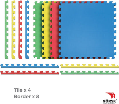 Norsk Reversible Kids Puzzle Play Mats 1/2" Thick EVA Interlocking Foam Tiles (Multicolor/Black 24 Tiles - 96 sq. Ft. 1/2" Thick)