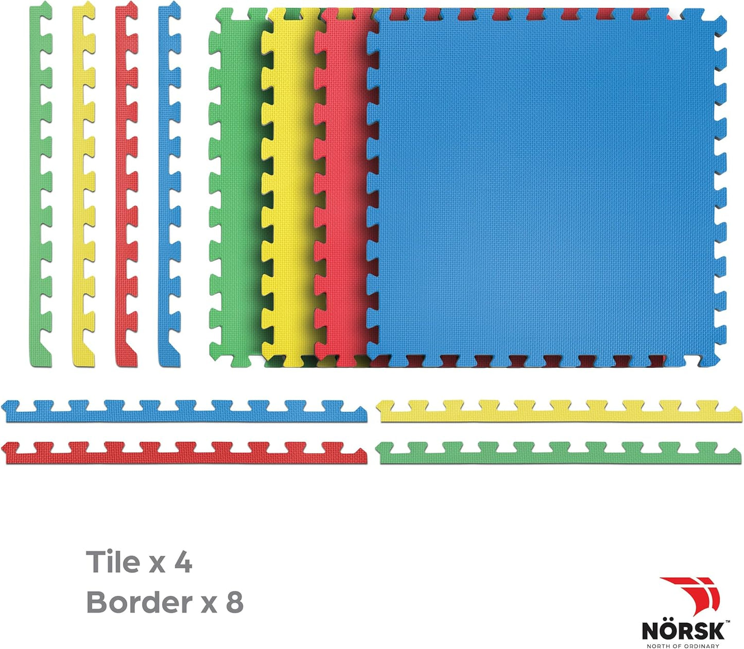 Norsk Reversible Kids Puzzle Play Mats 1/2" Thick EVA Interlocking Foam Tiles (Multicolor/Black 40 Tiles - 160 sq. Ft. 1/2" Thick)