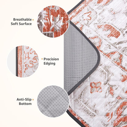 LOOBANI Reusable Pee Pads for Dogs, 1 Pack Super Absorbent Washable Puppy Pee Pads, Waterproof Non-Slip Whelping Pad for Floor Playpen Crate Couch-65 x48 (Red-Orange)