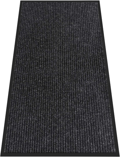 Indoor Outdoor Door Mat, 4' x 2' Doormat for Entryway, Rubber Backing Non Slip Front Door Mat Outside Entrance, Super Absorbent Commercial Floor Mat for Home Office, Black