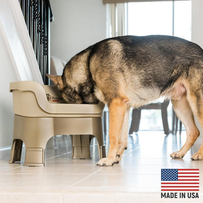 Neater Feeder Deluxe Mess Proof Dog Bowls Elevated for Large Breeds – Made in USA – No Spill Raised Slow Feeder Elevated Dog Bowl Stand w/Leg Extensions, Food and Water Bowl Set, Cappuccino